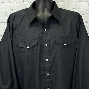 Vintage H Bar C Ranchwear Pearl Snap Button Front Shirt Cowboy Black 18-36 XXL